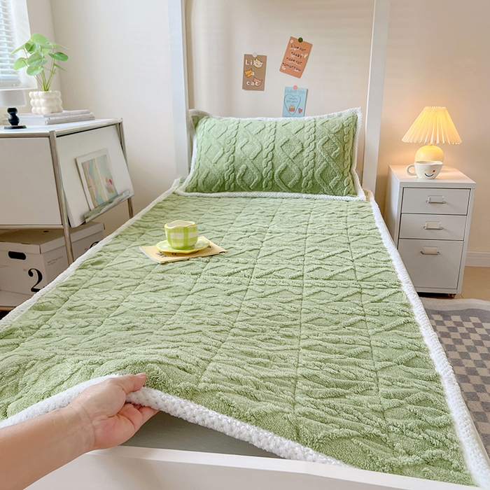 91家纺网 家纺一手货源 找家纺 （总）贝拉梦家纺 2024新款塔肤绒牛奶绒纯色学生宿舍夹棉软床垫子护床垫