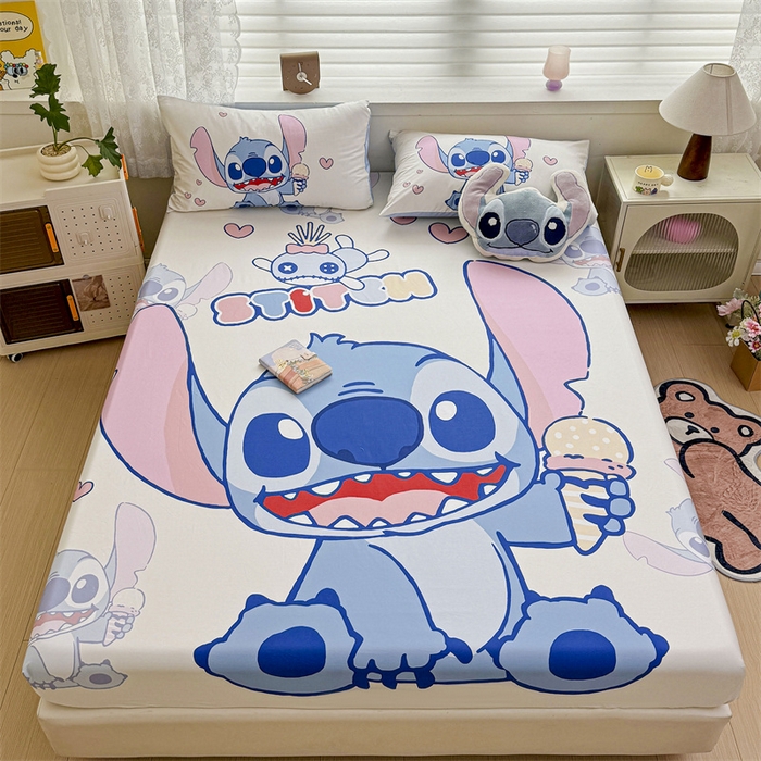 91家纺网 家纺一手货源 找家纺 名兮家居 2024新款全棉大版经典奥特曼-三丽鸥床笠【含防伪标】 史迪小怪