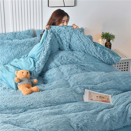 鑫喜莱 2024新款长毛绒四件套 浅蓝