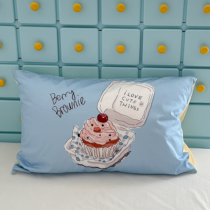 91家纺网 家纺一手货源 找家纺 昔可家纺 2024新款数码印花单品枕套系列-卡通系列 舒芙蕾蛋糕