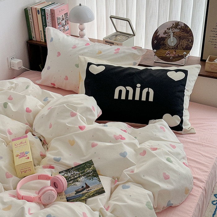 91家纺网 家纺一手货源 找家纺 昔可家纺 2024新款竖条全棉四件套大版枕套系列 油画彩心