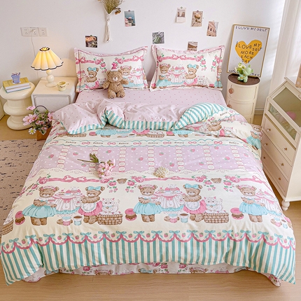 91家纺网 家纺一手货源 找家纺 （总）乐童家纺 2024新款直播热款13070纯棉印花吊边款一字绣四件套（十一）