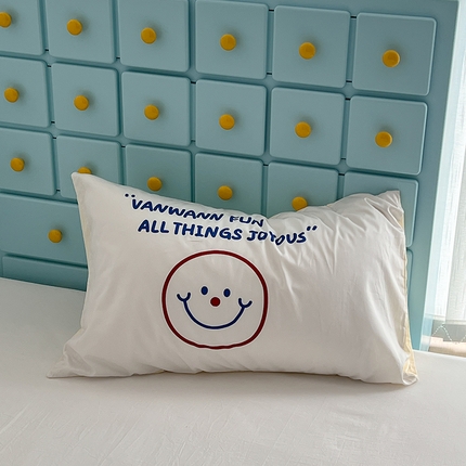 91家纺网 家纺一手货源 找家纺 昔可家纺 2024新款数码印花单品枕套系列-ins风系列 字母表情