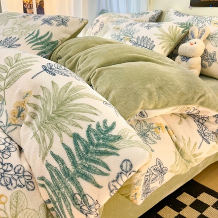 2024新款原创白色小清新场景牛奶绒单被套 元气森林