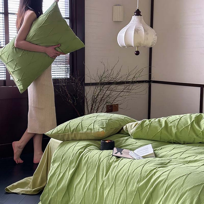 91家纺网 家纺一手货源 找家纺 2024新款全棉提花四件套-V克托瑞 格林绿