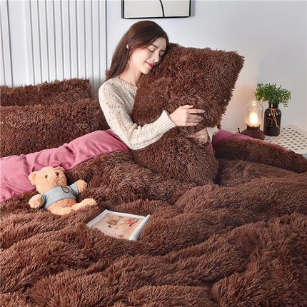 鑫喜莱 2024新款长毛绒四件套 咖啡