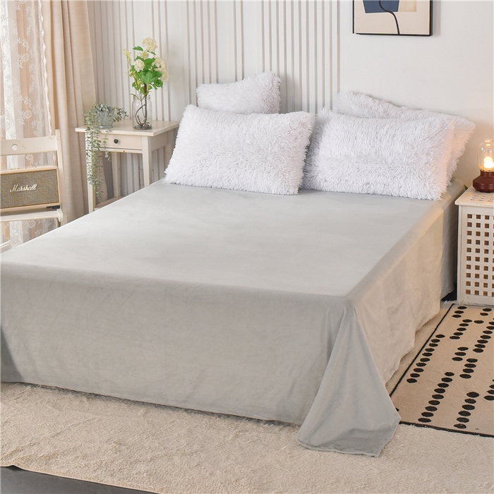 91家纺网 家纺一手货源 找家纺 鑫喜莱 2024新款长毛绒四件套 白色