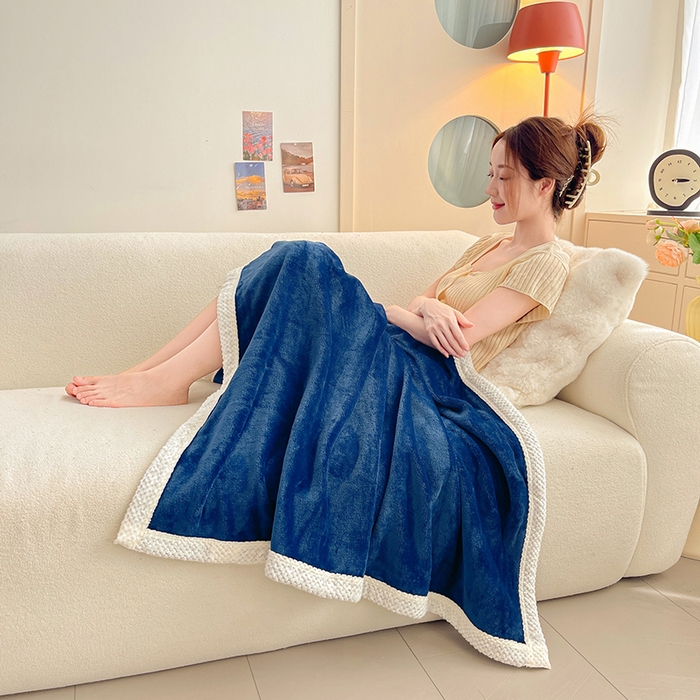 91家纺网 家纺一手货源 找家纺 千荨 2024新款亲肤舒适高克重双面牛奶绒纯色毛毯 牛奶绒-宝石蓝