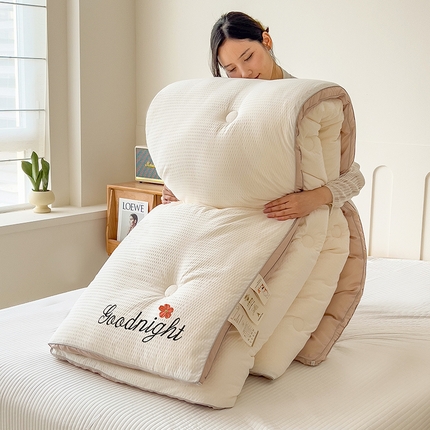 91家纺网 家纺一手货源 找家纺 （总）缦纱 2024新款双面纯色刺绣冬被被子被芯