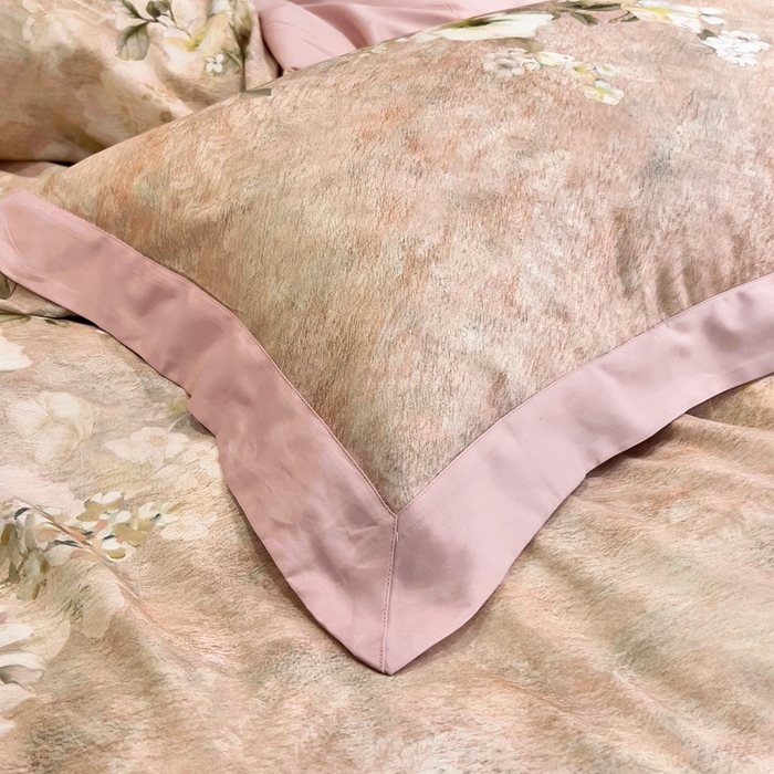 91家纺网 家纺一手货源 找家纺 氧家 2024新款数码印花天丝磨毛艾阳绒四件套 语蓉粉