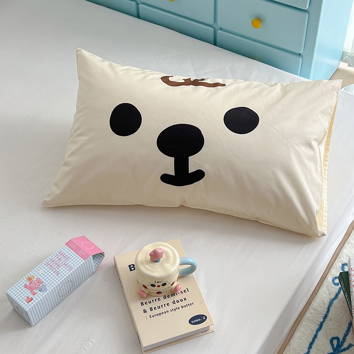 91家纺网 家纺一手货源 找家纺 昔可家纺 2024新款数码印花单品枕套系列-卡通系列 呆萌小狗