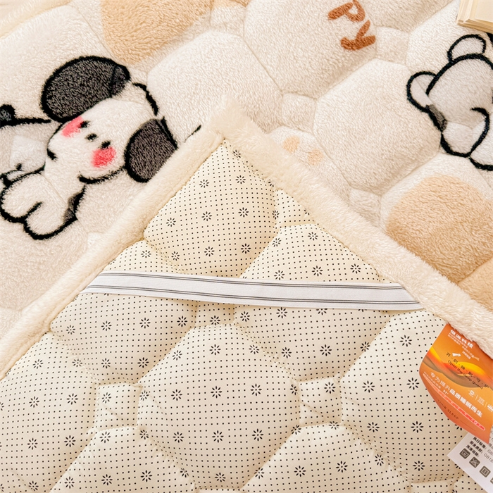 91家纺网 家纺一手货源 找家纺 雯豆家纺 2024新品泰迪绒学生床垫宿舍床褥子加厚上下铺北极绒床护垫 泰迪绒床褥-顽皮狗-咖