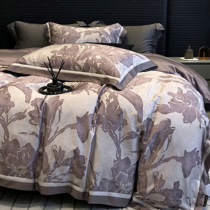 91家纺网 家纺一手货源 找家纺 2024新款高支天丝棉数码印花四件套-向晴 向晴-粉