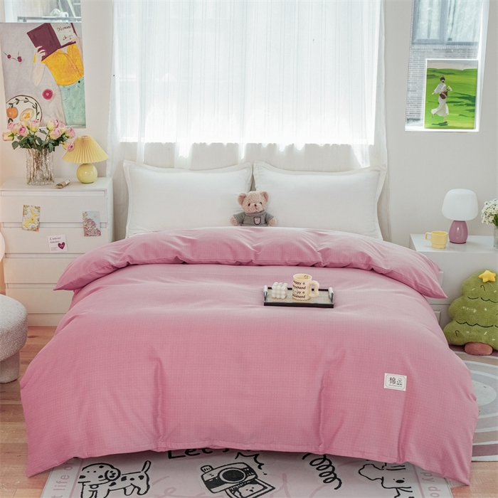 91家纺网 家纺一手货源 找家纺 宝时兰 2025新款加厚纯棉单被套生态磨毛全棉纯色双拼ab版被套单件 纯色-粉色