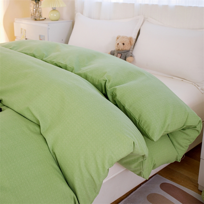 91家纺网 家纺一手货源 找家纺 宝时兰 2025新款加厚纯棉单被套生态磨毛全棉纯色双拼ab版被套单件 纯色-浅绿