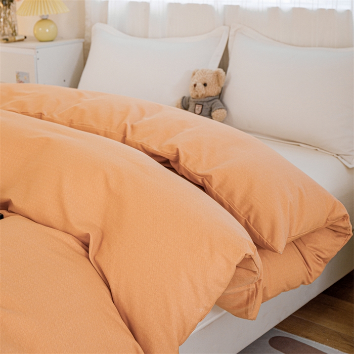91家纺网 家纺一手货源 找家纺 宝时兰 2025新款加厚纯棉单被套生态磨毛全棉纯色双拼ab版被套单件 纯色-桔色