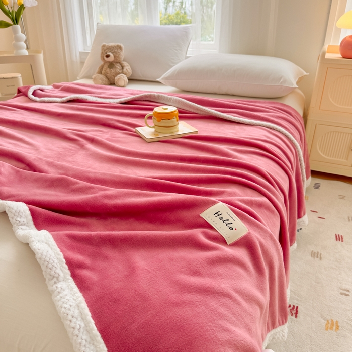 91家纺网 家纺一手货源 找家纺 侨鑫 2024新款高克重牛奶绒纯色毛毯 豆沙