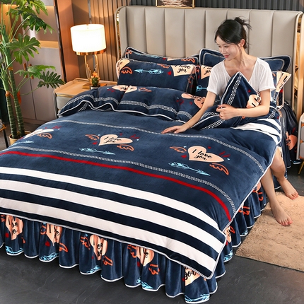 91家纺网 家纺一手货源 找家纺 （总）橘姿 2025新款8-9斤床裙款牛奶绒四件套金貂绒法兰绒宝宝绒