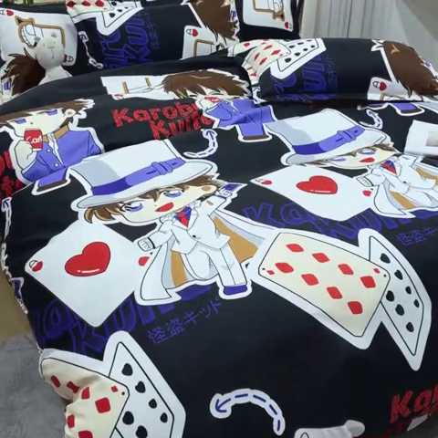 91家纺网 家纺一手货源 找家纺 乐居坊 2024新款亲肤棉美棉芦荟棉四件套新花型（8月）  黑羽快斗