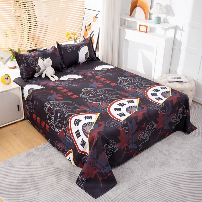 91家纺网 家纺一手货源 找家纺 乐居坊 2024新款亲肤棉美棉芦荟棉四件套新花型（8月）  墨雨云间