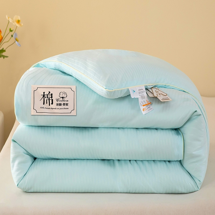 91家纺网 家纺一手货源 找家纺 森璐家纺 2024新款原棉提花大豆被 水绿