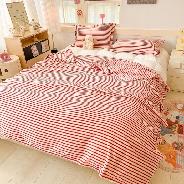 91家纺网 家纺一手货源 找家纺 川悦生活 2024新款高克重双面雪花绒毛毯 毛毯秋语-红豆