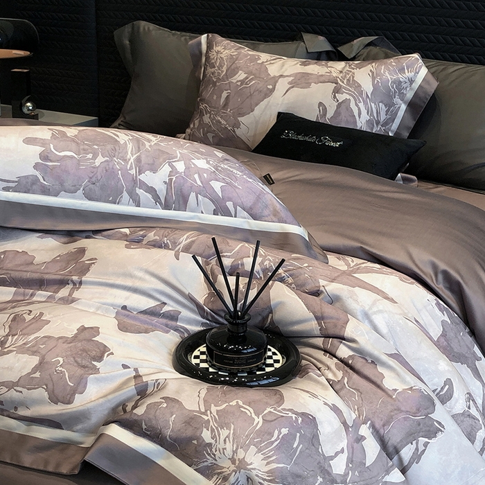 91家纺网 家纺一手货源 找家纺 2024新款高支天丝棉数码印花四件套-向晴 向晴-粉