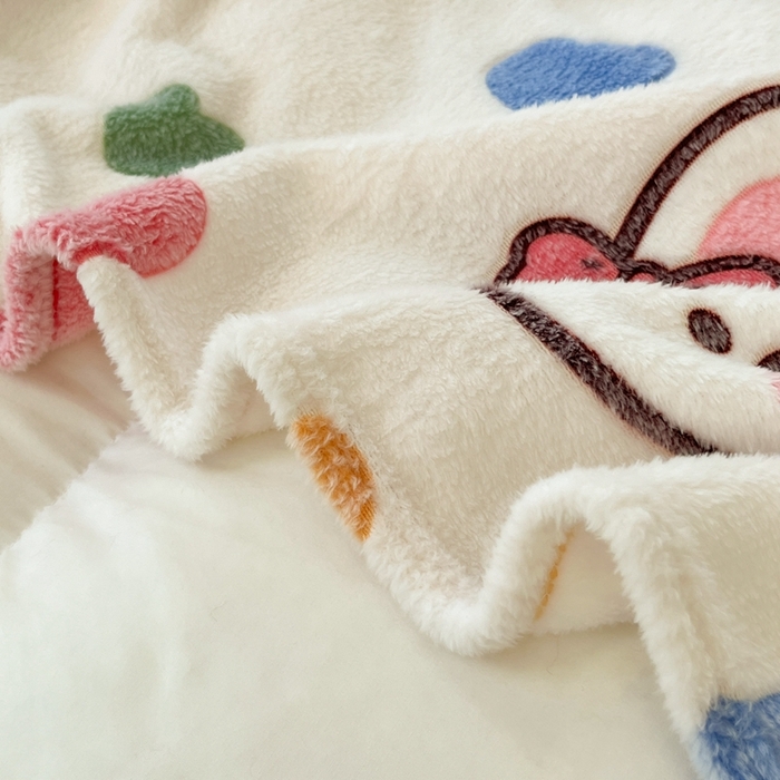 91家纺网 家纺一手货源 找家纺 川悦生活 2024新款高克重双面雪花绒毛毯 毛毯泡芙小兔