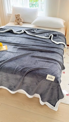 91家纺网 家纺一手货源 找家纺 侨鑫 2024新款高克重牛奶绒纯色毛毯 深灰