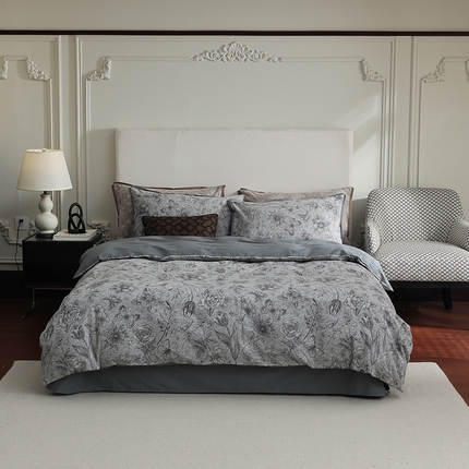 91家纺网 家纺一手货源 找家纺 （总）2024新款全棉双色大提花四件套-浮生翩翩