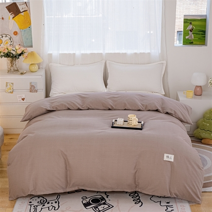 91家纺网 家纺一手货源 找家纺 （总）宝时兰 2025新款加厚纯棉单被套生态磨毛全棉纯色双拼ab版被套单件