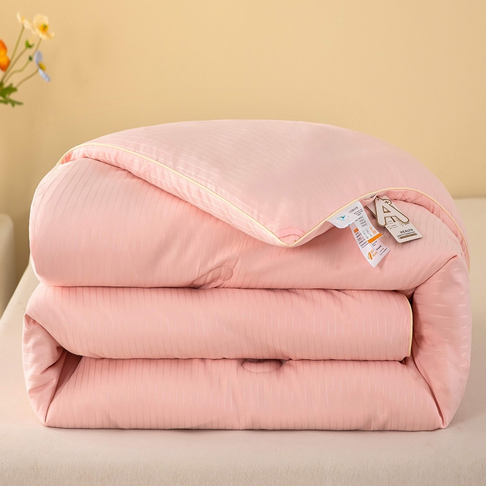 91家纺网 家纺一手货源 找家纺 森璐家纺 2024新款原棉提花大豆被 粉玉