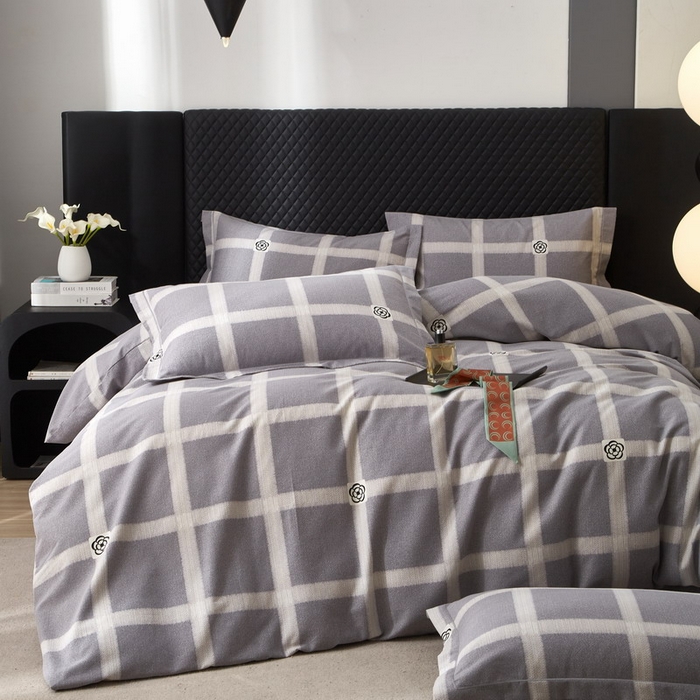 91家纺网 家纺一手货源 找家纺 金纱玉纺 2024新款加厚磨毛四件套 可可梦境-灰