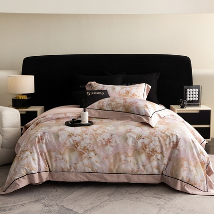 91家纺网 家纺一手货源 找家纺 （总）馨蕊家居 2024秋冬新品金太阳100S高奢活性数码印花四件套-诗雅