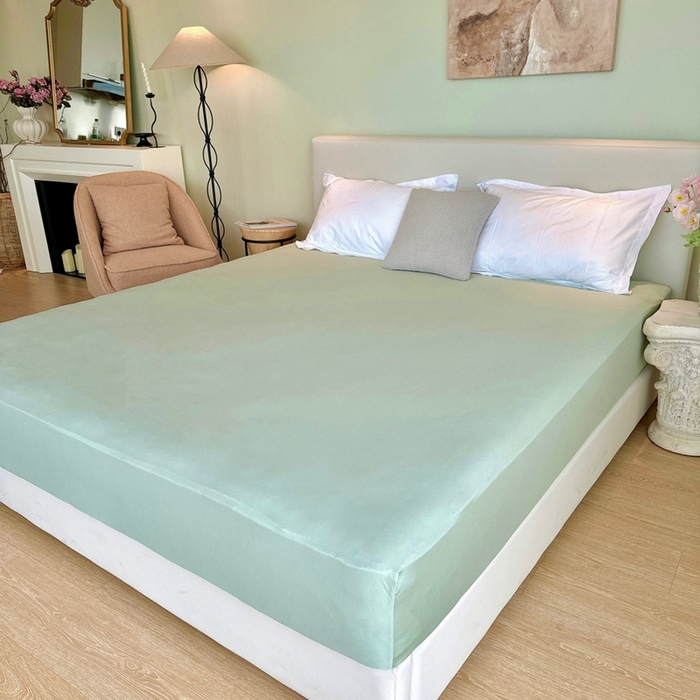 91家纺网 家纺一手货源 找家纺 兜米家居 2024新款云柔针织棉单床笠 浅绿色