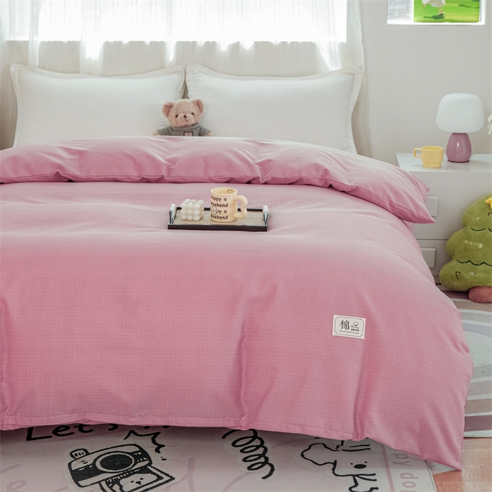 91家纺网 家纺一手货源 找家纺 宝时兰 2025新款加厚纯棉单被套生态磨毛全棉纯色双拼ab版被套单件 纯色-粉色