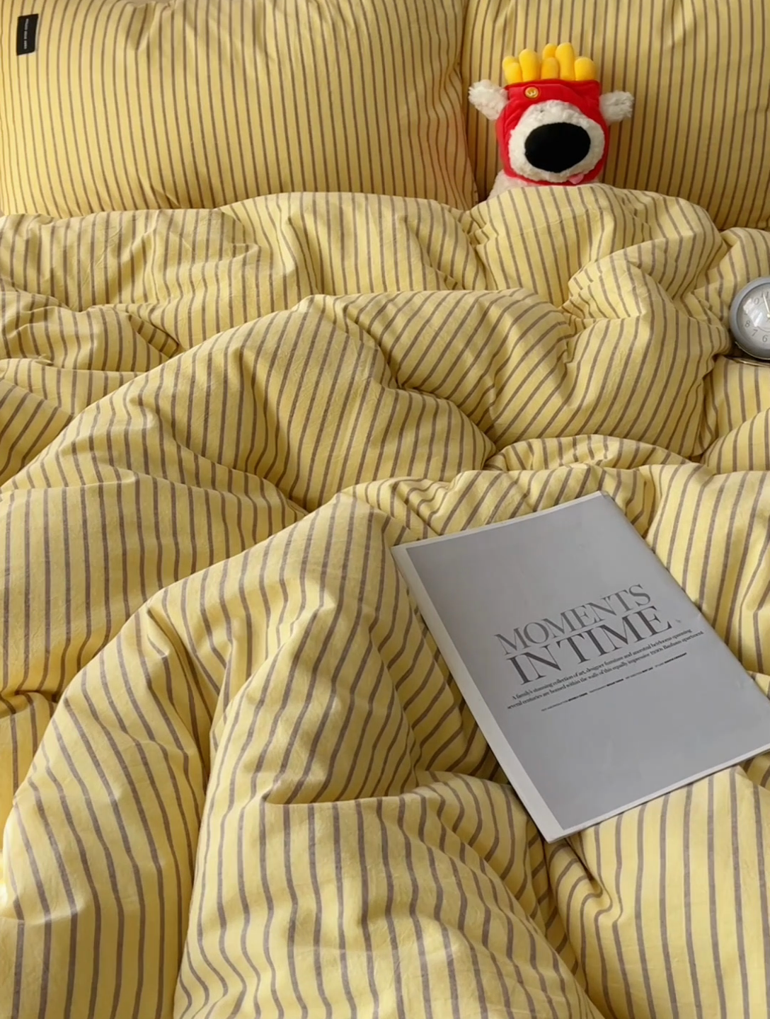 91家纺网 家纺一手货源 找家纺 呗旺鹿 2024新款A类全棉色织水洗棉马卡龙系列四件套 可乐黄咖