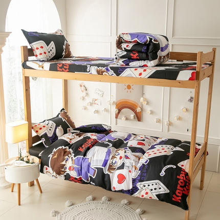 91家纺网 家纺一手货源 找家纺 乐居坊 2024新款亲肤棉美棉芦荟棉四件套学生宿舍床（8月）  黑羽快斗