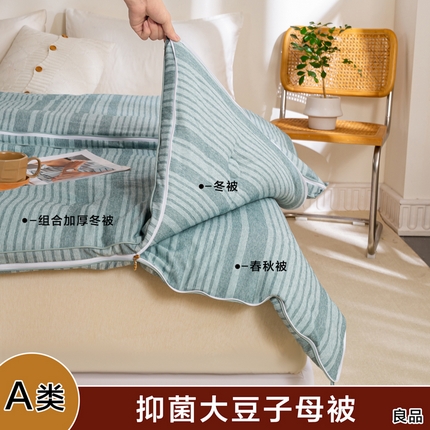 91家纺网 家纺一手货源 找家纺 （总）维洋家纺 2025新款A类色织大豆被-无印条格子母被