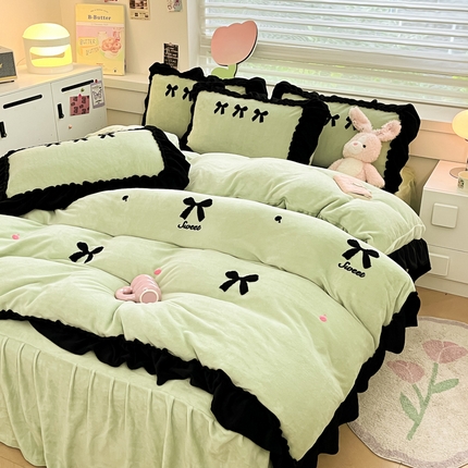 91家纺网 家纺一手货源 找家纺 （总）亨通家纺 2024新款直播爆款高克重法式牛奶绒四件套系列-赫本风