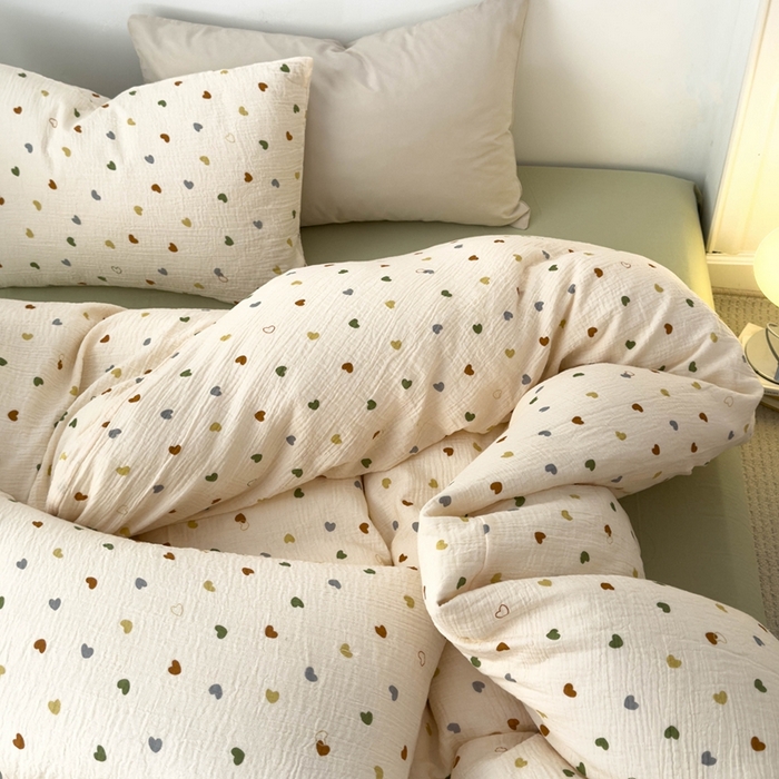 91家纺网 家纺一手货源 找家纺 洋铭区（原狠狠爱） 2024新款皱皱纱四件套 油画爱心