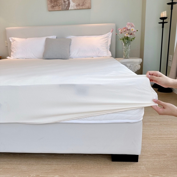 91家纺网 家纺一手货源 找家纺 兜米家居 2024新款云柔针织棉单床笠 米白色