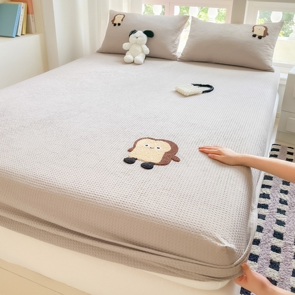 91家纺网 家纺一手货源 找家纺 （总）居眠 2024新款全棉华夫格毛巾绣床笠