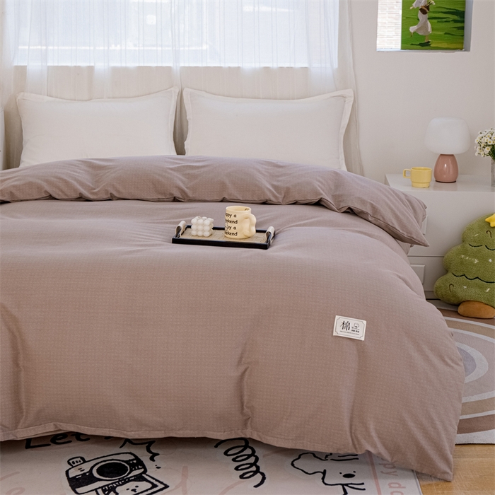 91家纺网 家纺一手货源 找家纺 宝时兰 2025新款加厚纯棉单被套生态磨毛全棉纯色双拼ab版被套单件 纯色-卡其