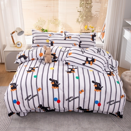 91家纺网 家纺一手货源 找家纺 乐居坊 2024新款亲肤棉美棉芦荟棉四件套新花型（8月）  呆萌狗