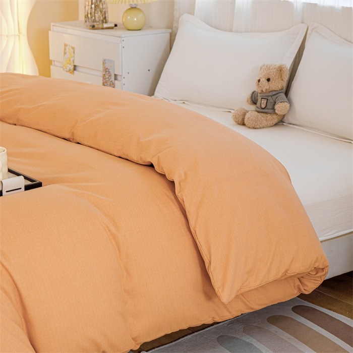 91家纺网 家纺一手货源 找家纺 宝时兰 2025新款加厚纯棉单被套生态磨毛全棉纯色双拼ab版被套单件 纯色-桔色