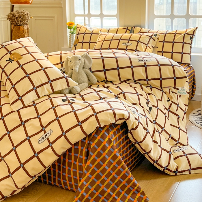 91家纺网 家纺一手货源 找家纺 千朵 2024新款全棉磨毛四件套 幸运熊