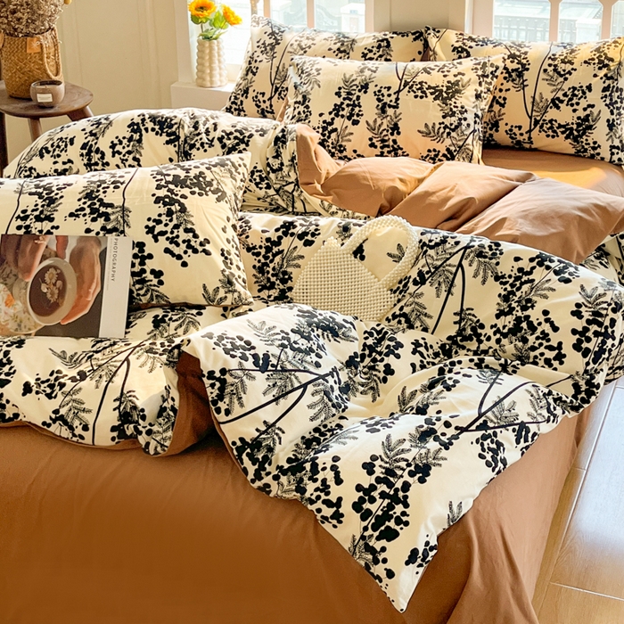 91家纺网 家纺一手货源 找家纺 千朵 2024新款全棉磨毛四件套 晚棠