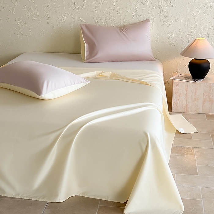 91家纺网 家纺一手货源 找家纺 猪先生 2024新款A类全棉高支高密纯棉单被套 白桃茶粉+奶昔白