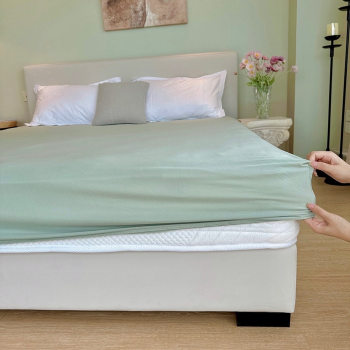 91家纺网 家纺一手货源 找家纺 兜米家居 2024新款云柔针织棉单床笠 浅绿色